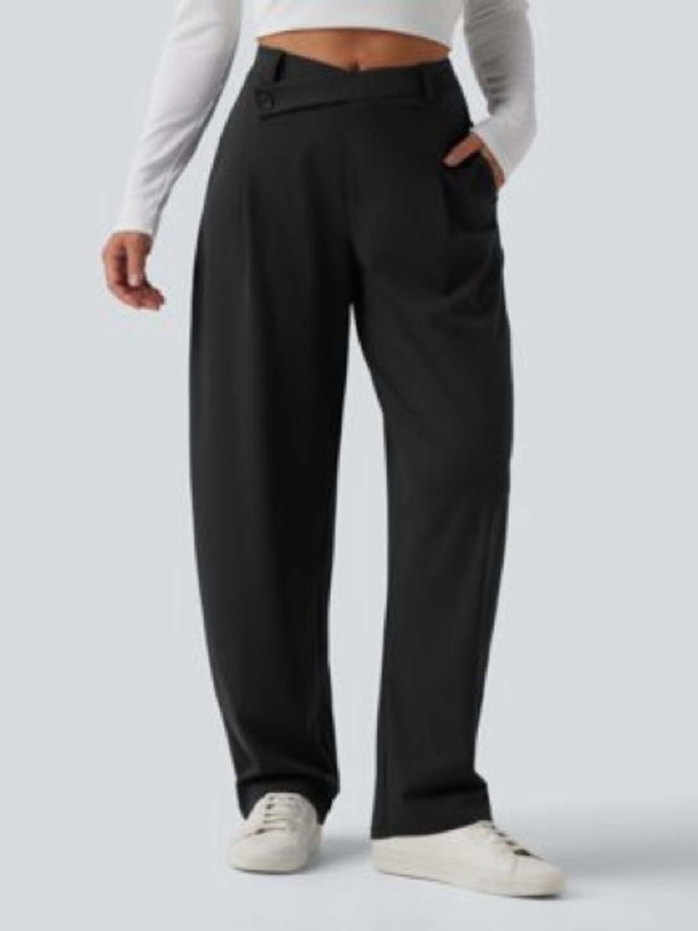 HALARA Black Straight Leg Women’s Pants with Loops